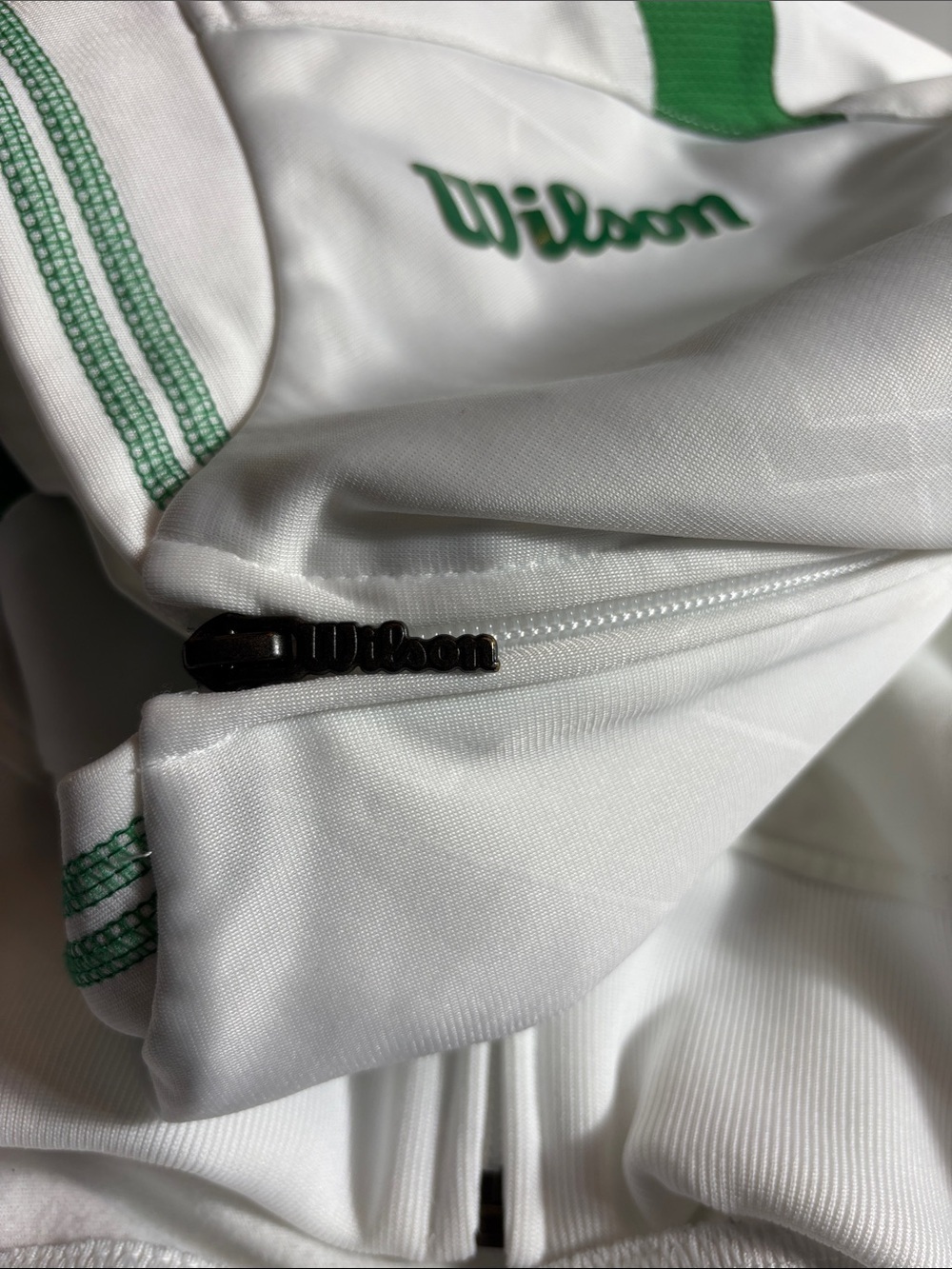 Wilson Women’s Large White Green Tennis Warm Up Track Jacket Full Zip EUC - Picture 6 of 12
